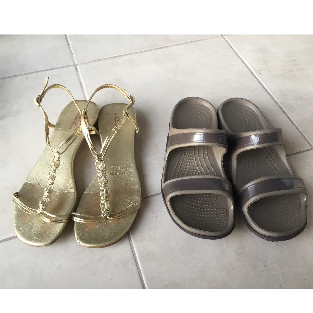 MiCam by Joanne Mercer gold leather sandals with glass beads and