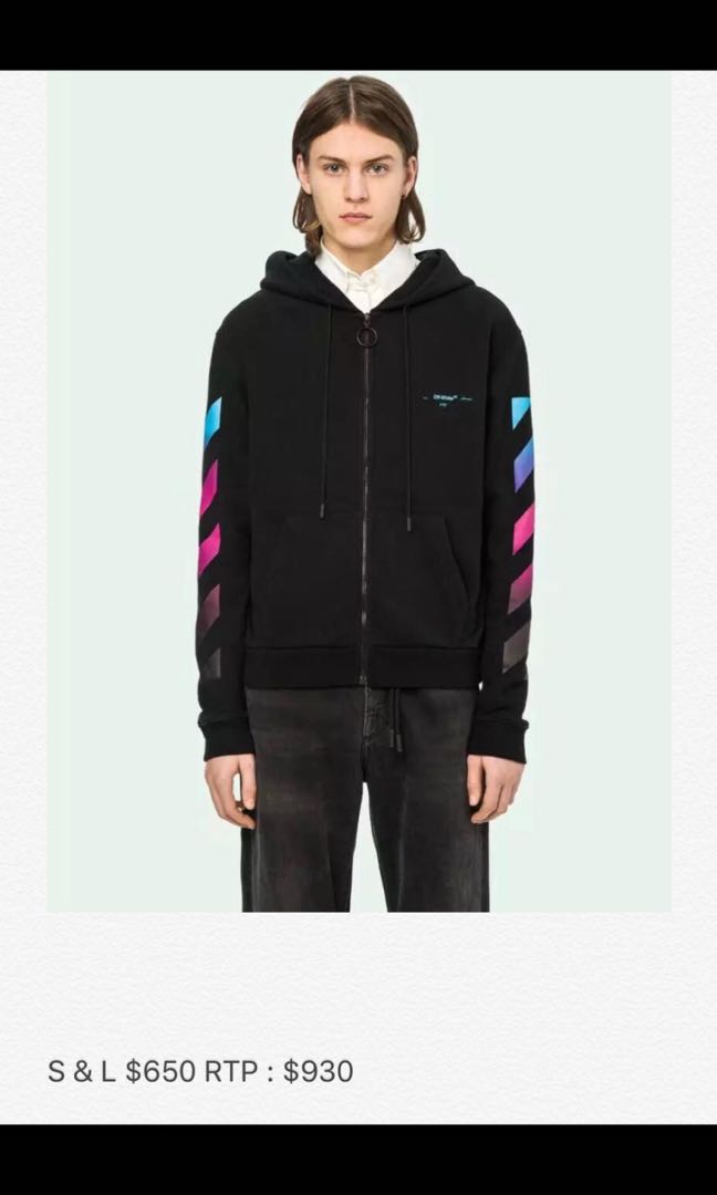 off white gradient zip hoodie