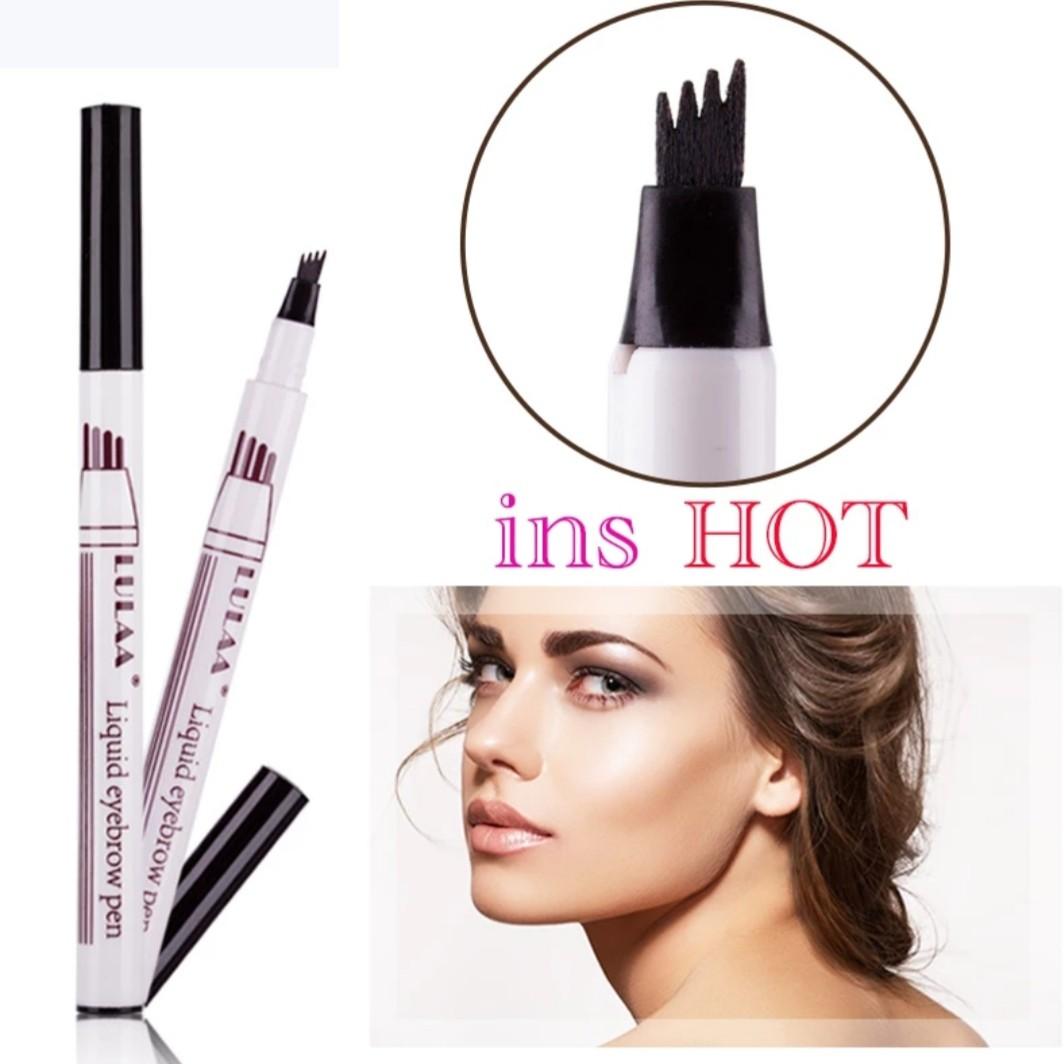 In Stock 3d Microblading 4 Head Waterproof Fork Tip Sketch Liquid Eyebrow Pencil Health Beauty Makeup On Carousell