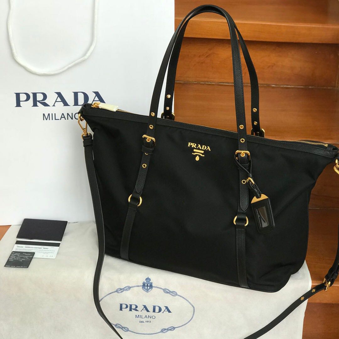 PRADA Shoulder Bag with Sling Black Prada 1BG253 Women s Fashion