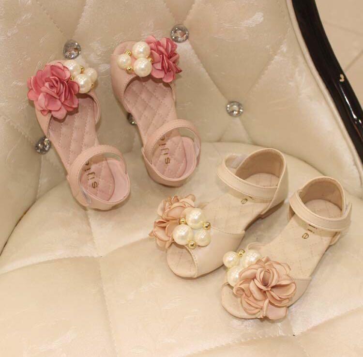 Sepatu Sandal Pesta Anak Premium Pearl Flower Import Bayi Anak Baju Anak Perempuan 4 Hingga 7 Tahun Di Carousell