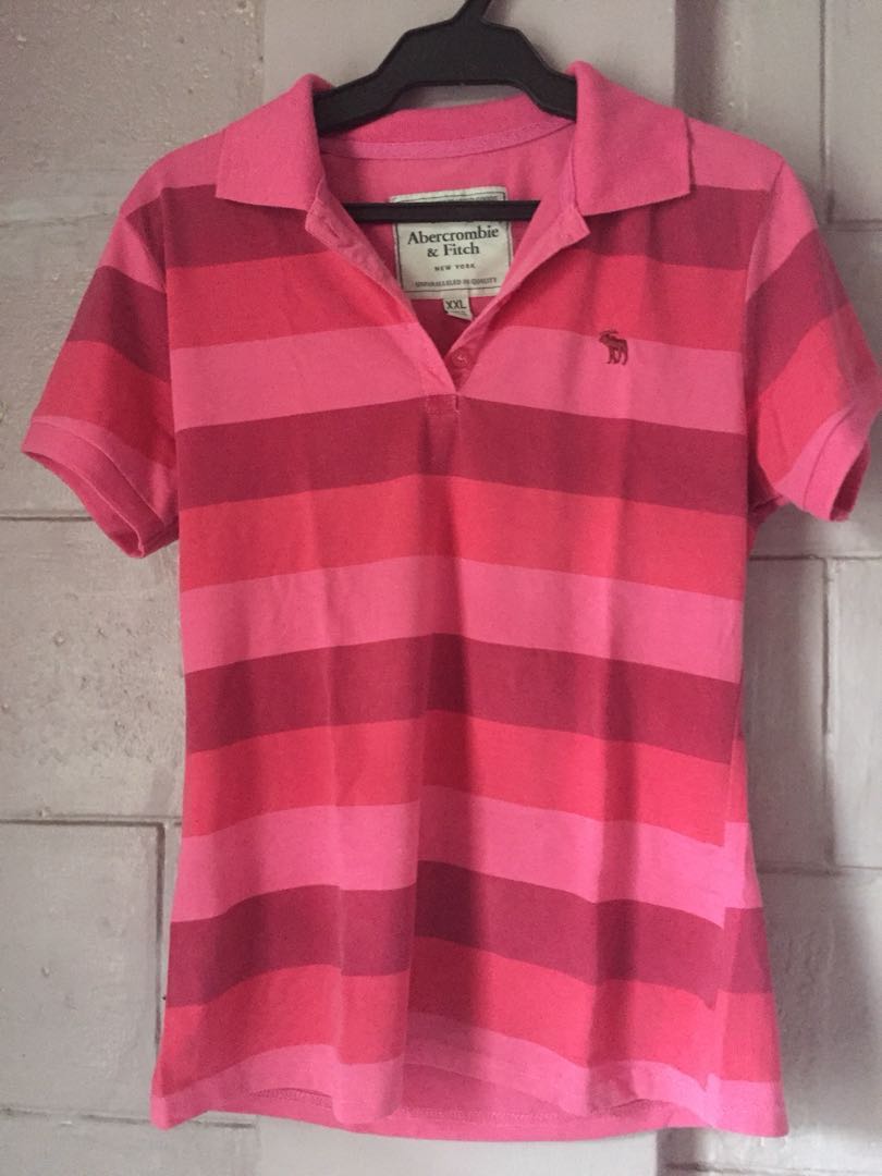 Stripes Pink Polo Shirt, Women's Fashion, Tops, Shirts on Carousell