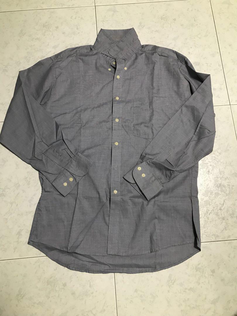 100% Cotton Long Sleeved Mens Greyish Blue Corporate Shirt, Men's