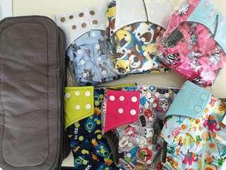 Cloth diaper with one bamboo insert each