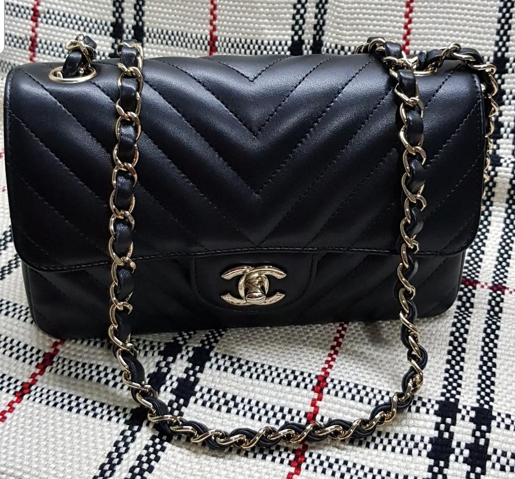 #26 Chanel Chevron Quilted Classic Mini Rectangle