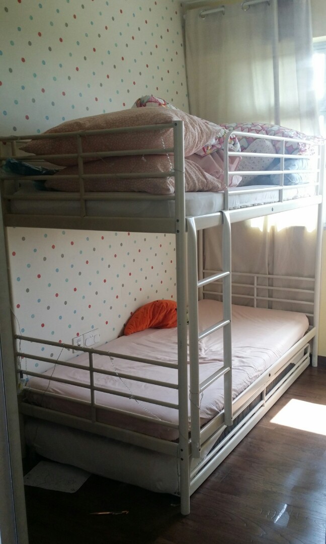 Double Deck Bed with pull out, Furniture & Home Living, Furniture, Bed