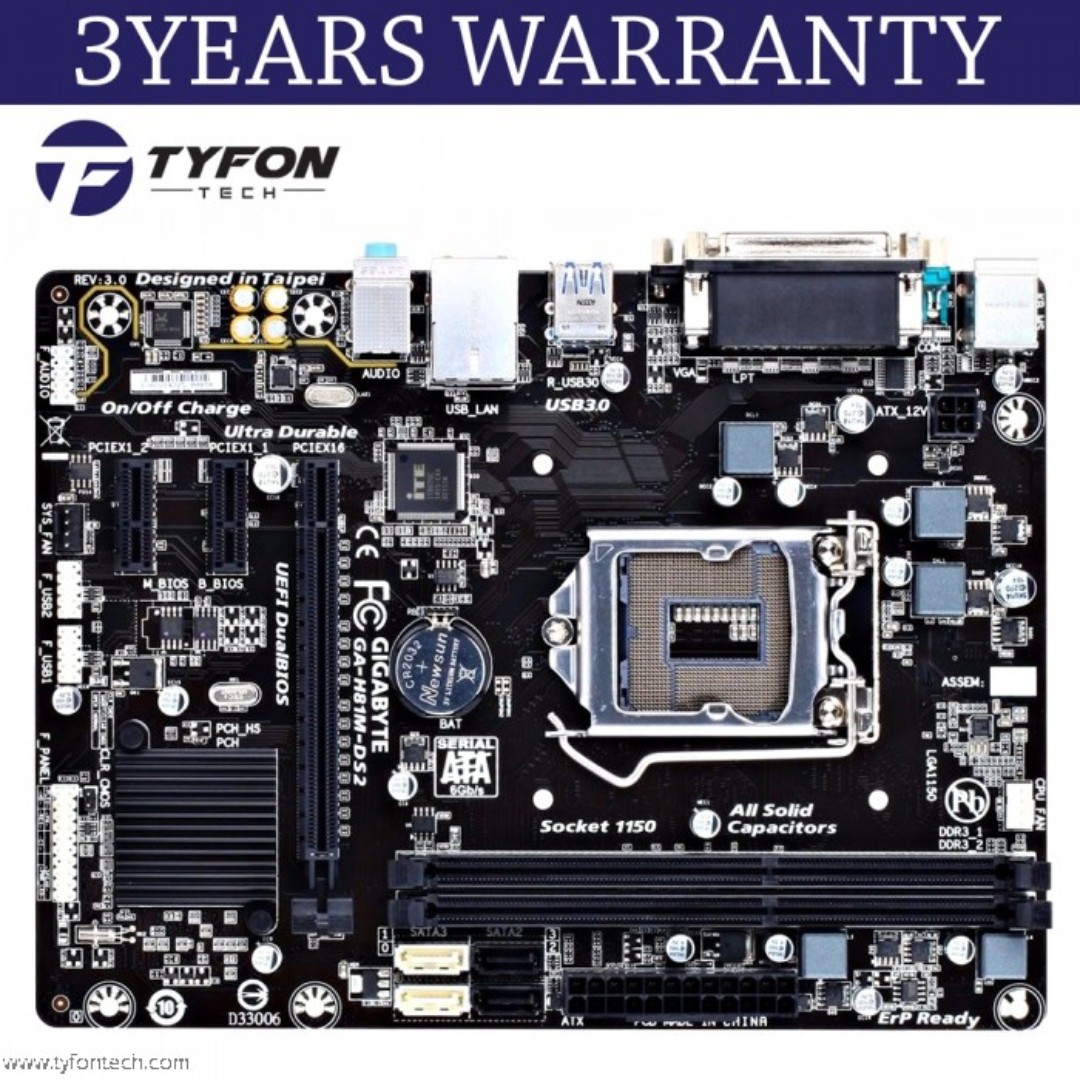 Gigabyte Ga H81m Ds2 Lga 1150 Motherboard Electronics Computer Parts Accessories On Carousell