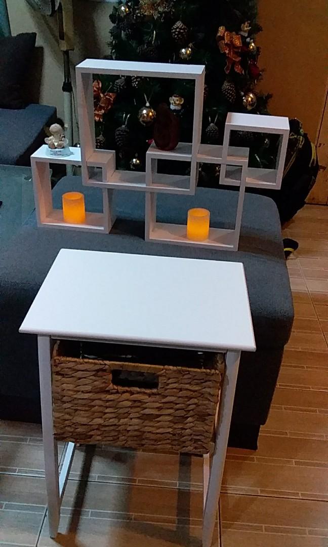 Havana Side Table With Drawer And Wall Shelf Decor Set Home