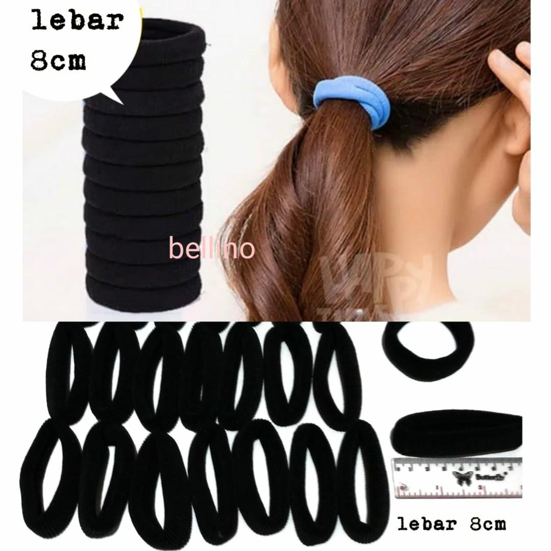 Ikat Rambut Donat Gelang Polos Lebar 8cm Fesyen Wanita Aksesoris