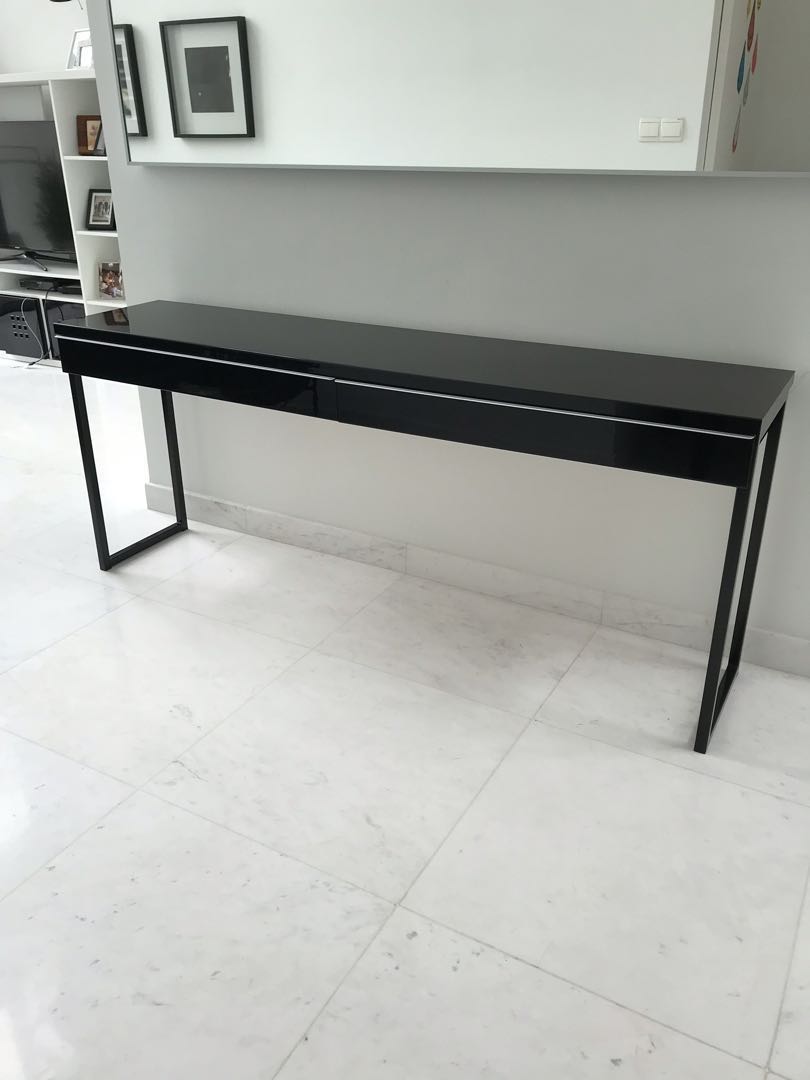 IKEA High Gloss Black Console Table Furniture Home Living