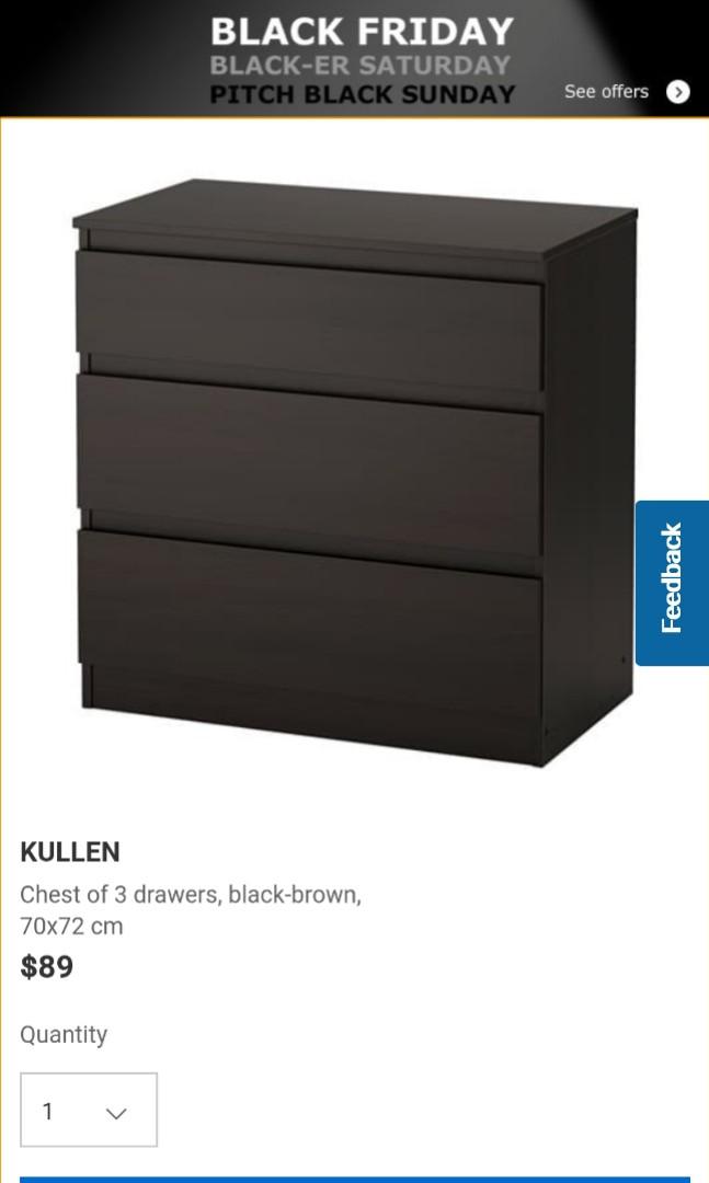 Ikea Kullen Chest Of 3 Drawers No Nego Furniture Shelves