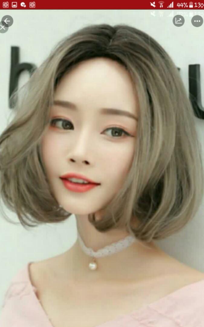 Instock Korea Short Bobo Hair Wig Natural C Curl Center Parting