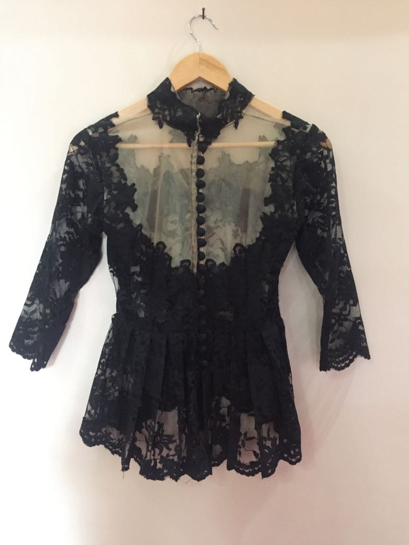 Kebaya Hitam Womens Fashion Womens Clothes Tops On Carousell