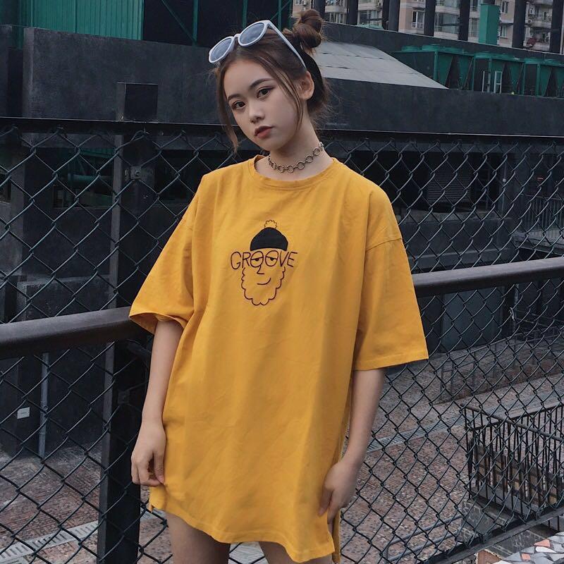 yellow oversized top
