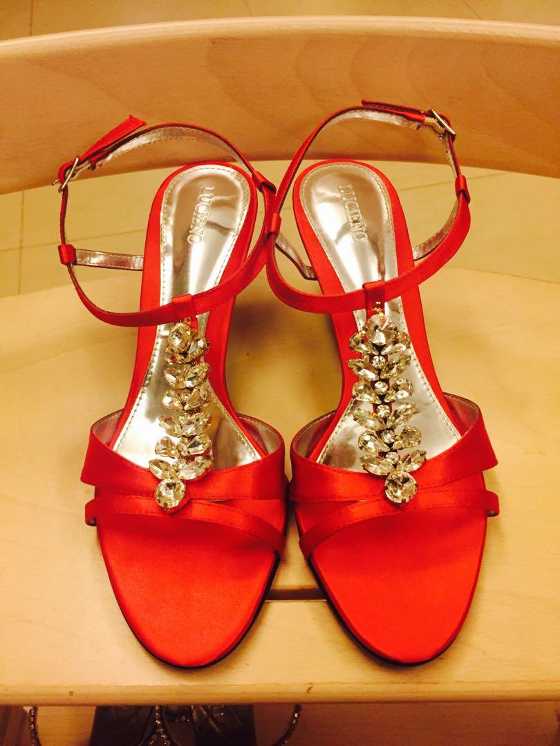 red evening heels