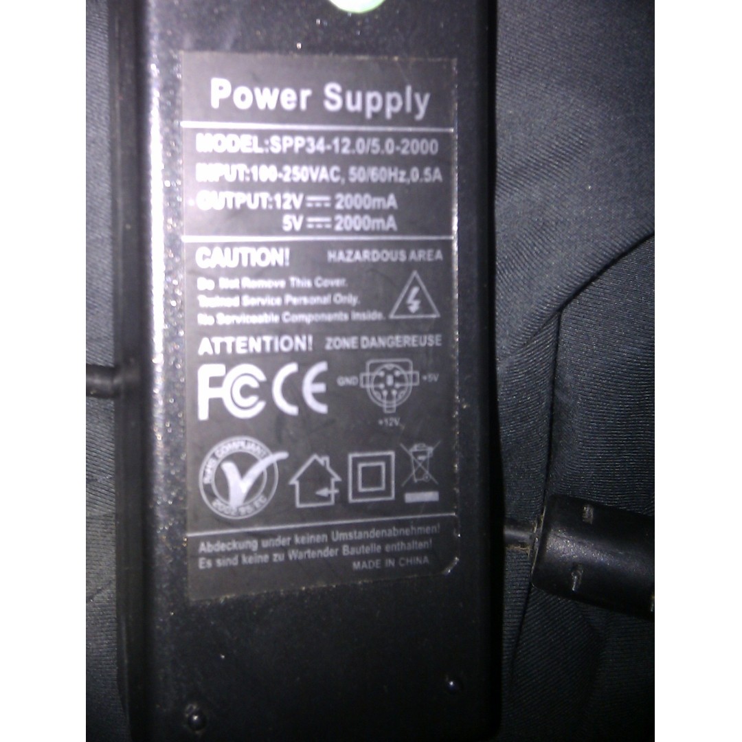 Mini 4-Pin DIN AC/DC Adapter SPP34: 12V-2A/5V-2A, 電腦＆科技, 電腦周邊及配件, 電腦線 ...