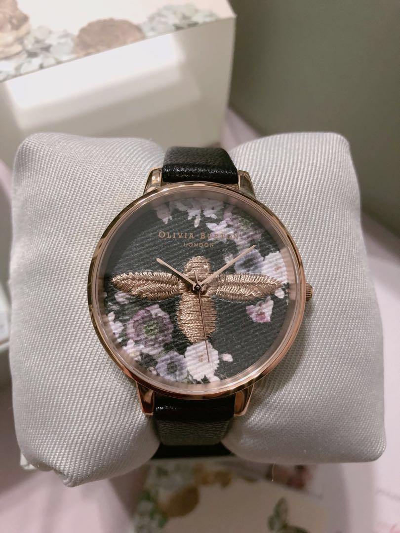 Olivia burton black and rose gold watch sales