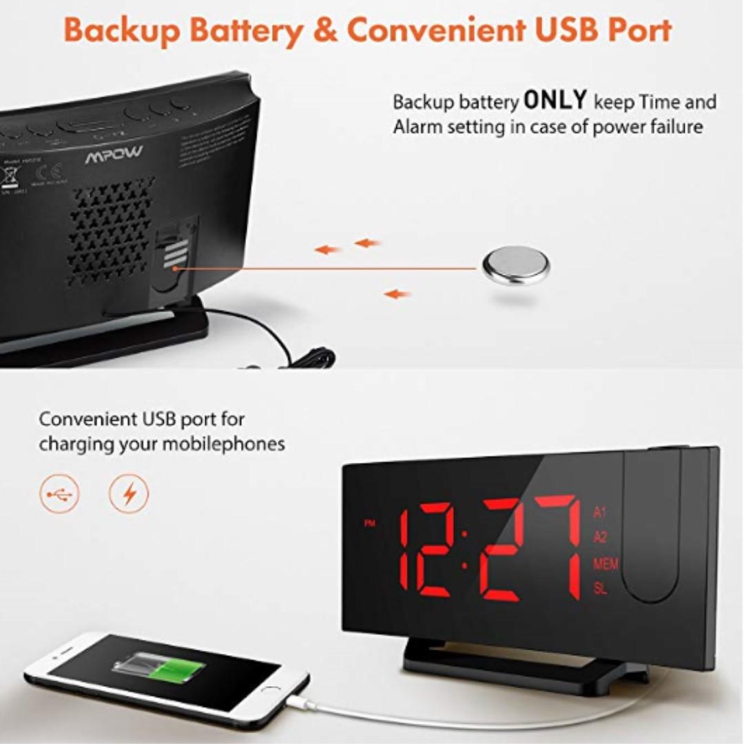 P10 Projection Alarm Clock, Mpow Digital Alarm Clock with USB Charging