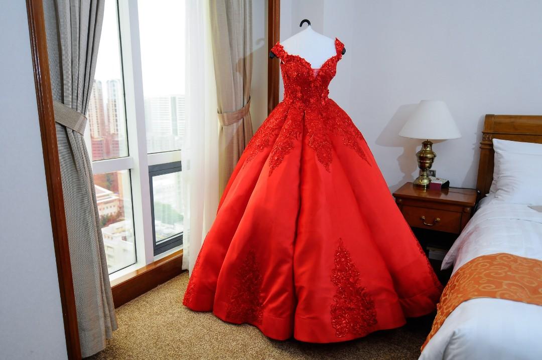 red ball gown for debut