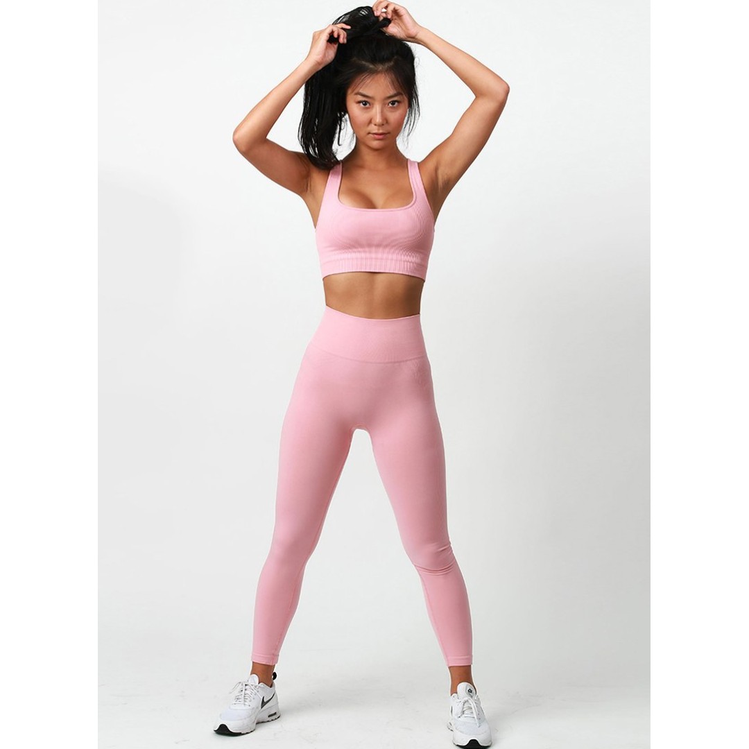 SET ACTIVE LEGGINGS AND BOX CUT BRA IN 03 (BABY PINK), Women's Fashion,  Dresses & Sets, Sets or Coordinates on Carousell