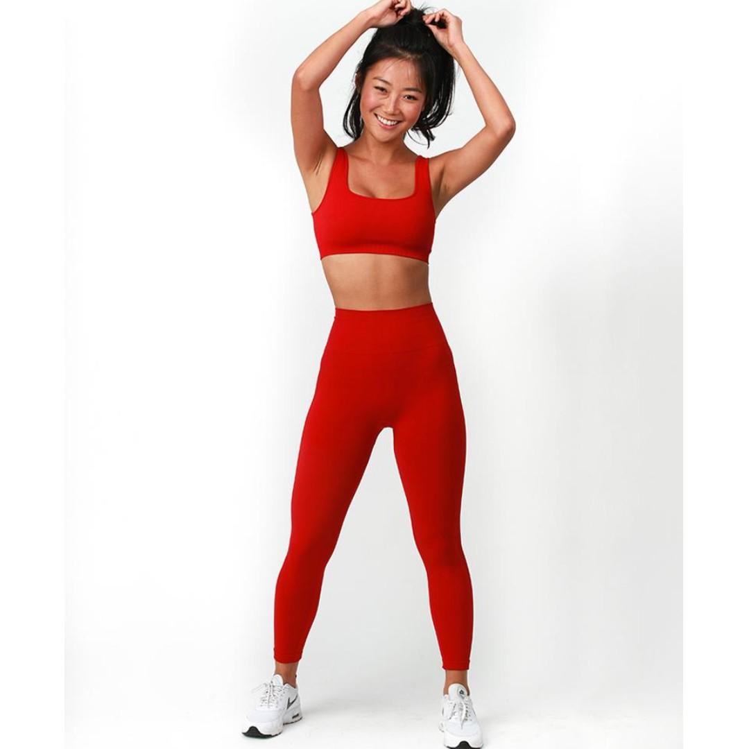 Red best sale active leggings