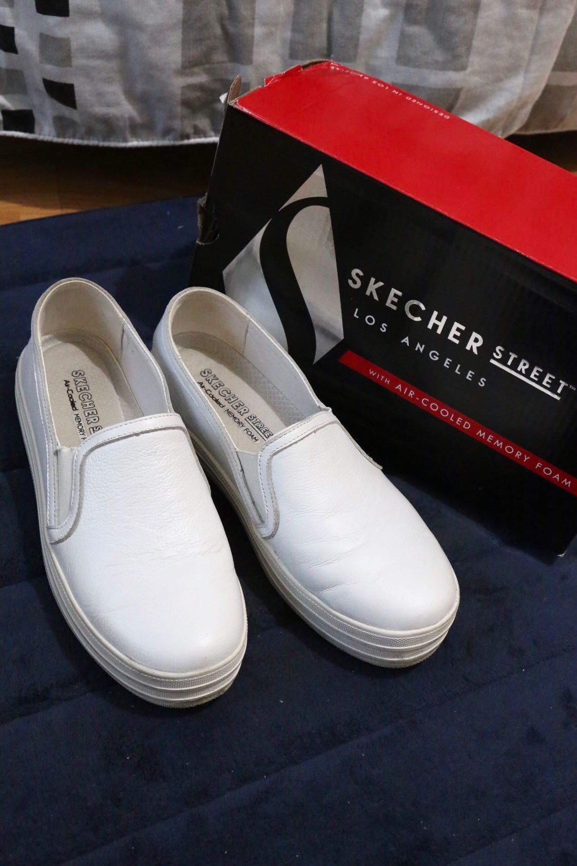 sketchers white leather shoes