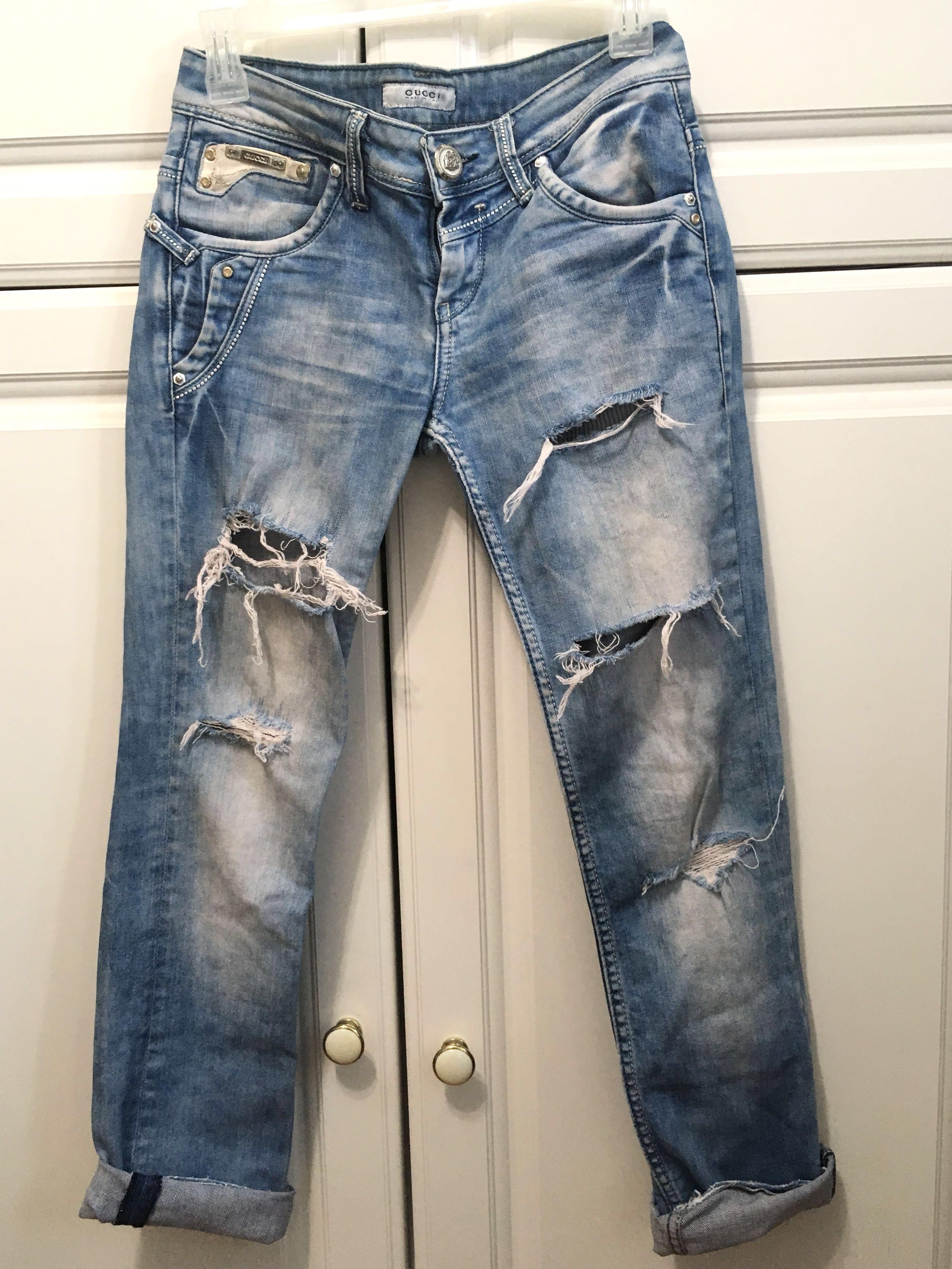 Vintage Authentic Gucci Ripped Jeans size 27 low waist Women s Fashion Clothes on Carousell