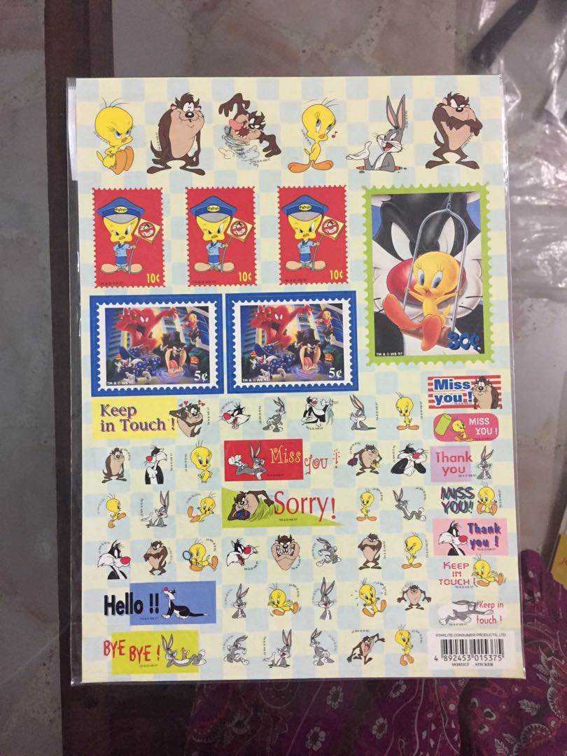 Vintage Stickers Tweety Bird, Bugs Bunny, Hobbies & Toys, Stationery & Craft, Stationery