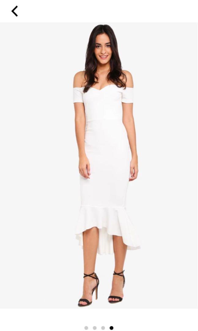 white midi fishtail dress