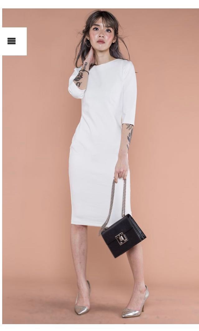 white structured dress