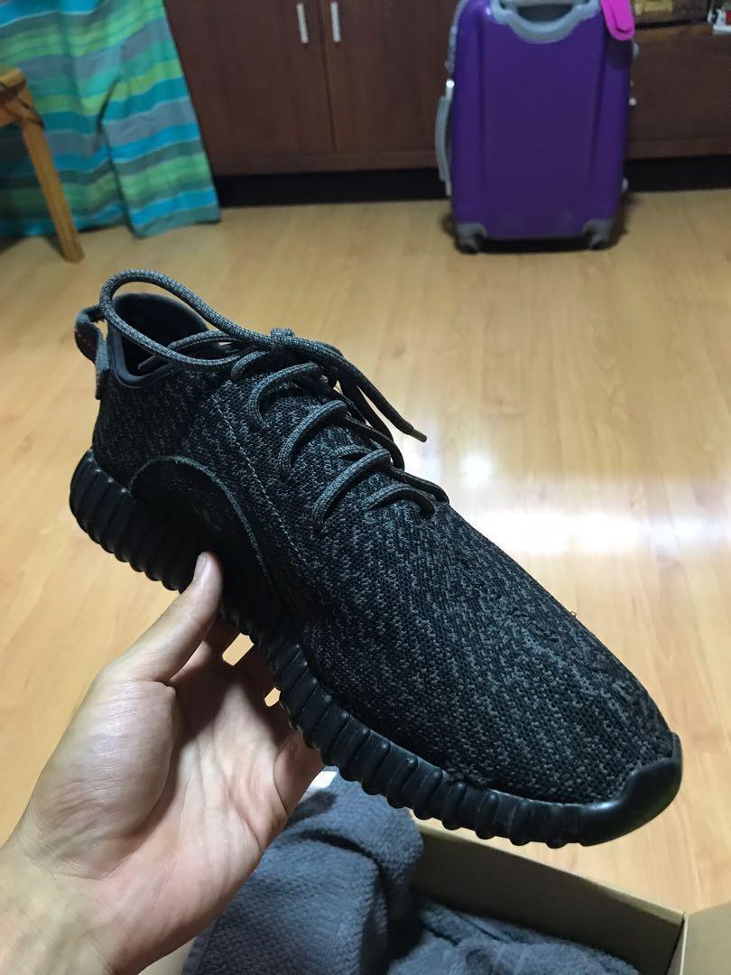 yeezy v1 pirate black on feet