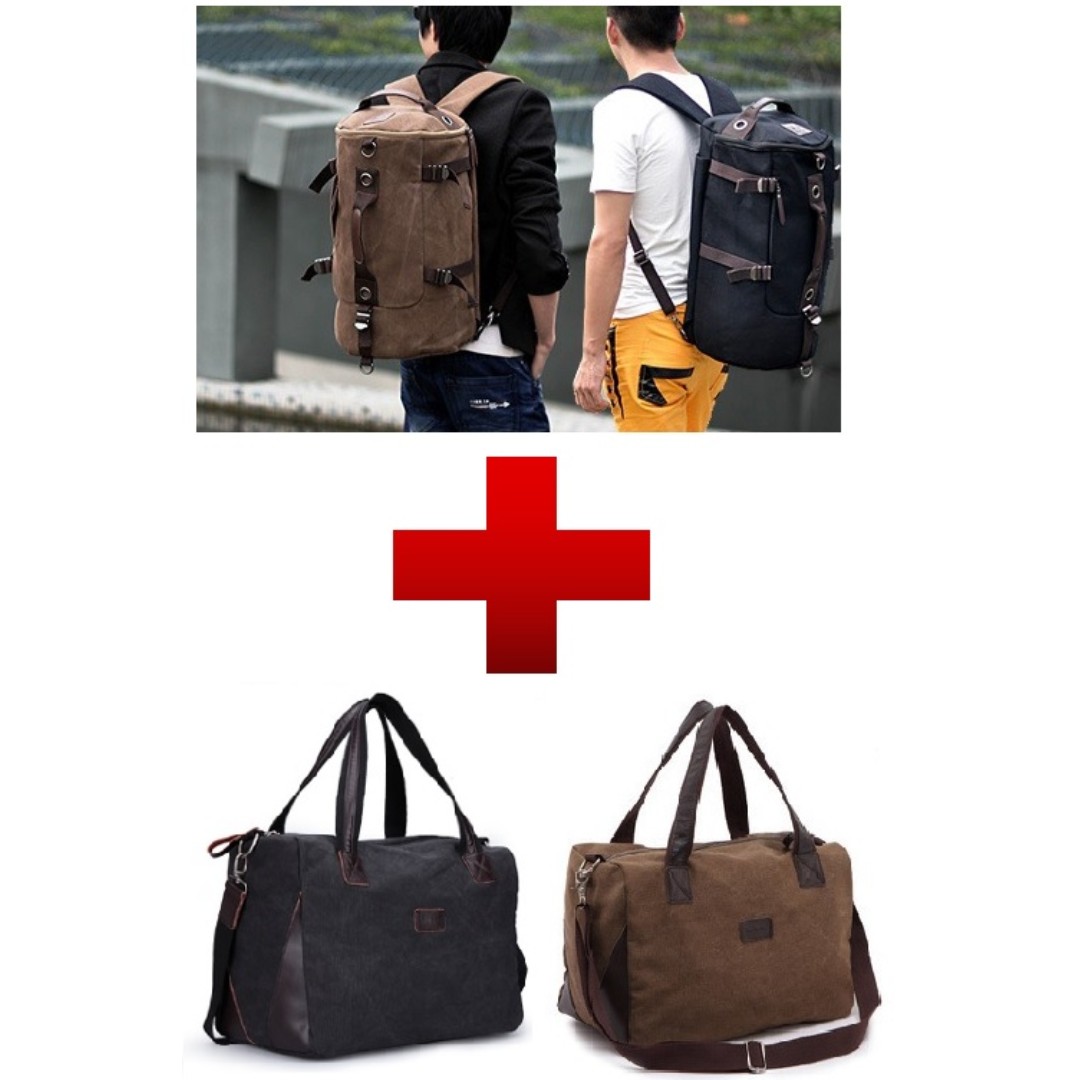4 Ways Korean Canvas Laptop Backpack Tote Messenger Shoulder Canvas Bag Men S Fashion Bags Wallets Backpacks On Carousell