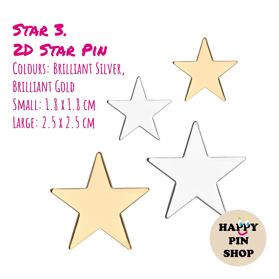 [AVAIL] Star Pins Gold & Silver collar pin, lapel pin, metal pin