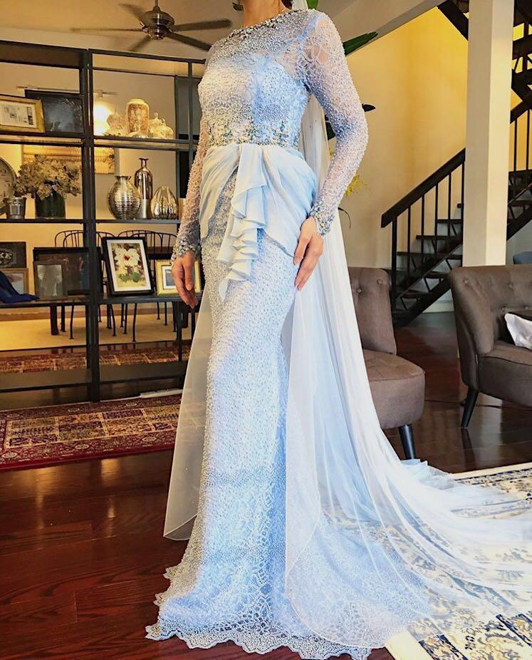 Baby Blue Wedding Dress pearl