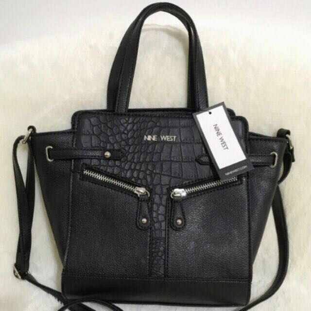 BRAND NEW Authentic Nine West Faux Black Leather Trapezoid Sling ...