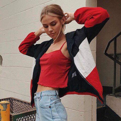 Brandy melville red white blue jacket sale