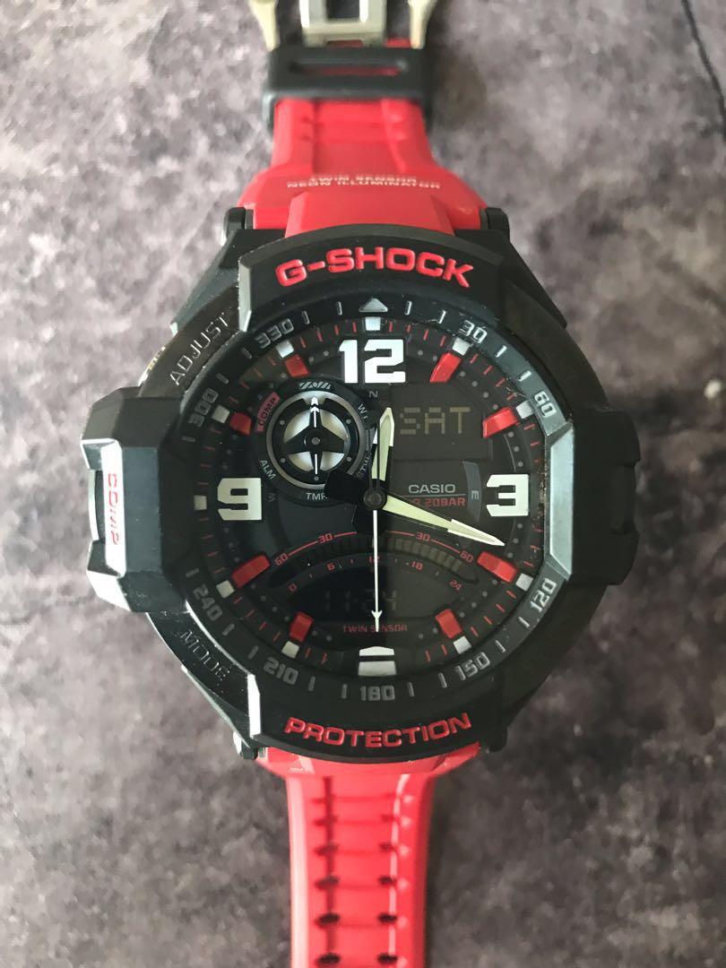 Casio G shock gravitymaster twin sensor Red Resin Strap Watch