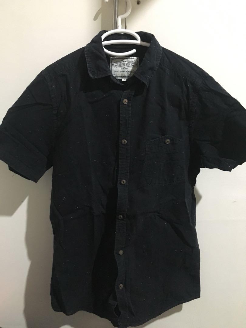 Black button polo shirt clearance