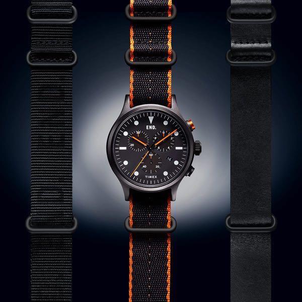 END X TIMEX ALLIED CHRONOGRAPH BLACKOUT BLACK ORANGE Mobile