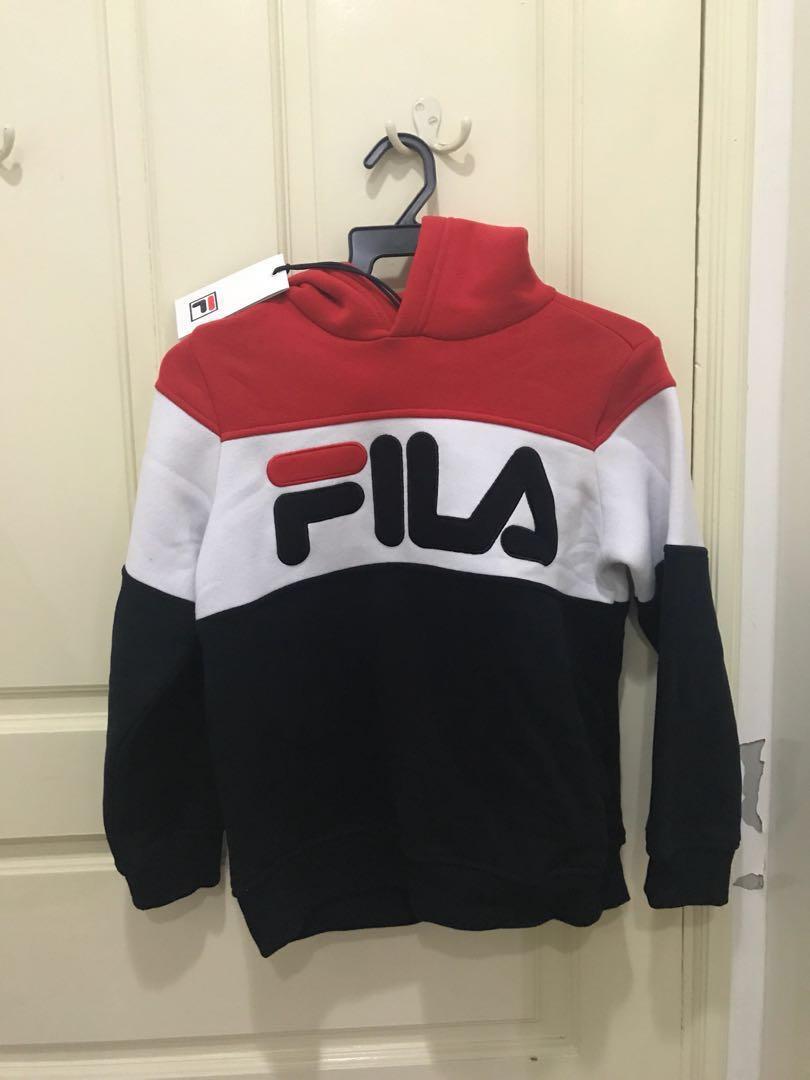 Fila mens colour block red blue n white hoodie