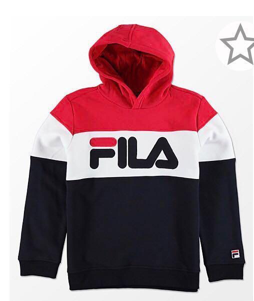 Fila mens colour block red blue n white hoodie, Men's Fashion, Coats, Jackets Outerwear on Carousell