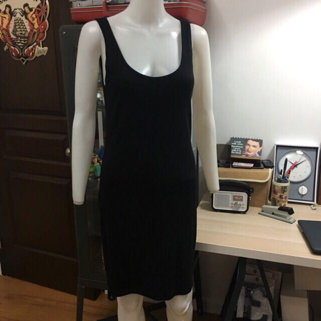 Forever 21 Black Ribbed Bodycon Midi Long Tank Dress Large Women S Fashion Clothes Dresses Skirts On Carousell