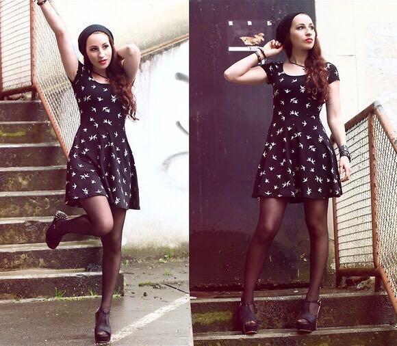 FREE NM H M Black White Bird Swallow Origami Dress Women s Fashion Tops Sleeveless on Carousell