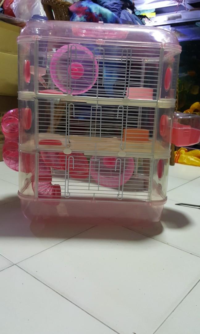 Hamster cage 3 tier full set Pet Supplies Homes Other Pet Accessories on Carousell