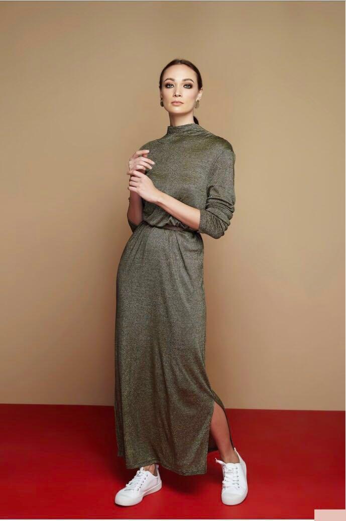 NEW Mimpikita Glitter Turtleneck Dress in Gold Black M Women s