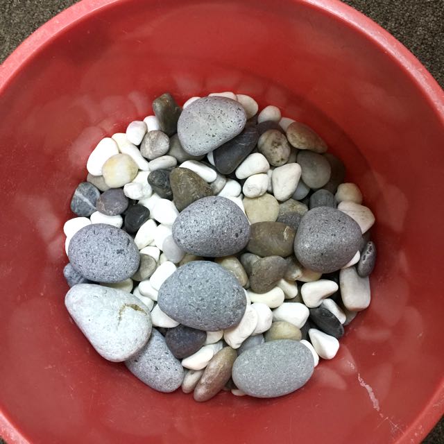 Pail of Decorative stones / Pebbles great for water features, pond