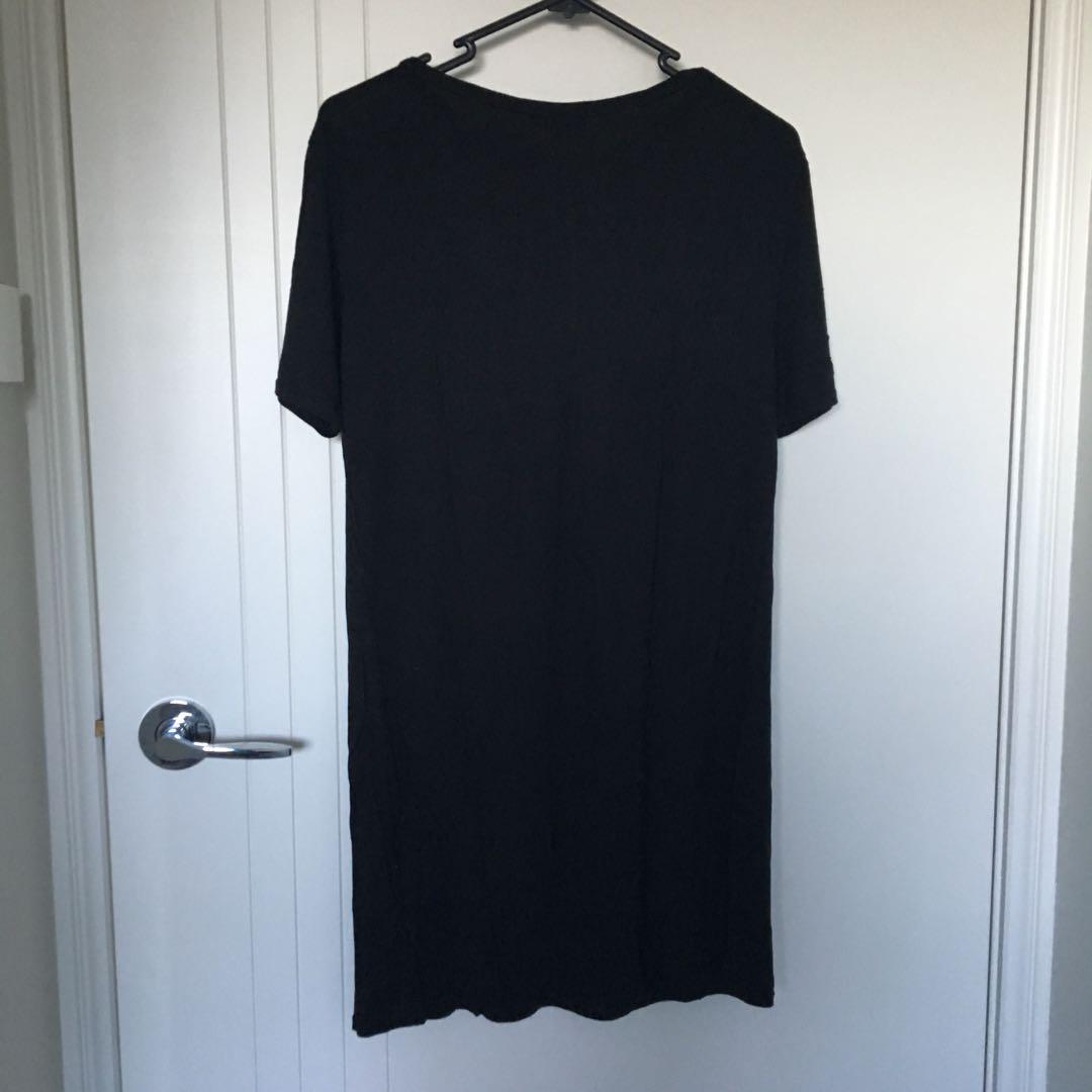 PLT Black Floral Embroidered Mesh 