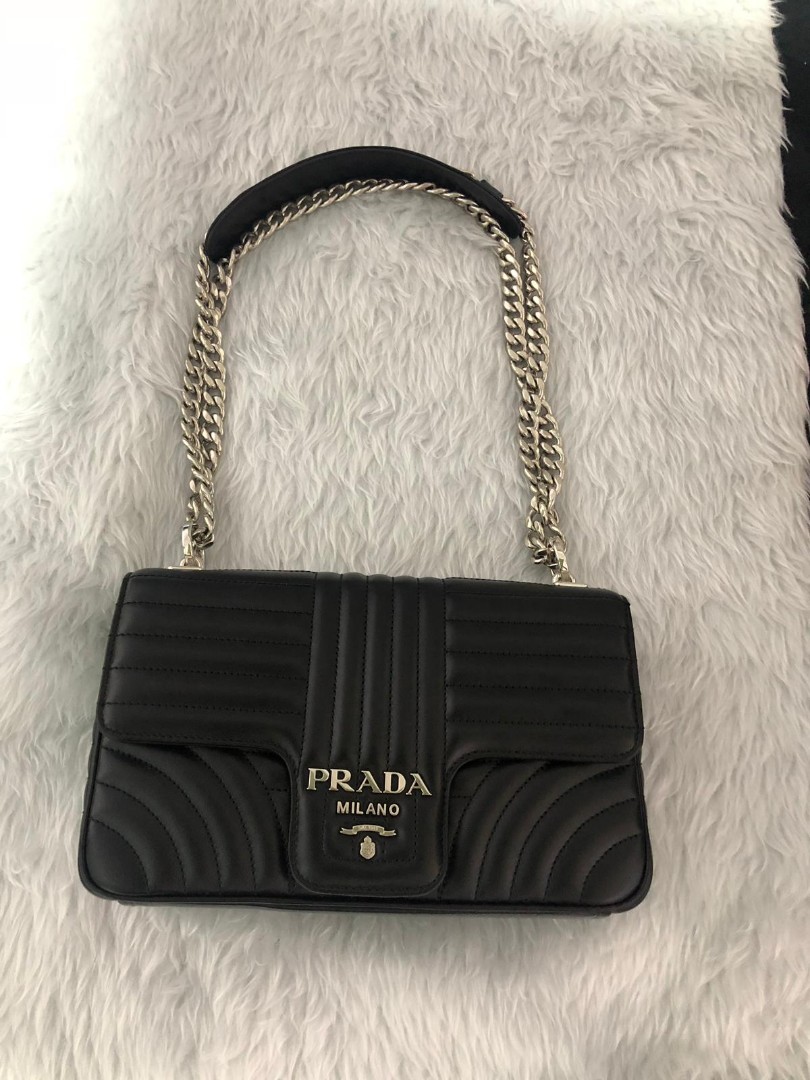 Prada Diagramme Leather Shoulder Bag, Luxury, Bags & Wallets on Carousell