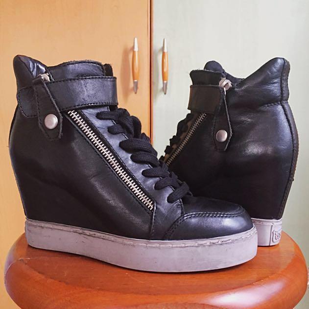 Wedge leather sneakers new arrivals