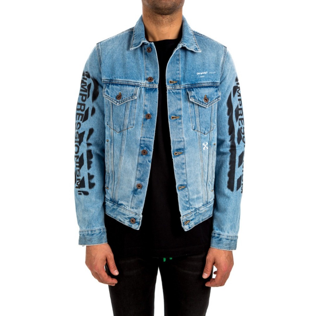 Off white slim denim jacket online